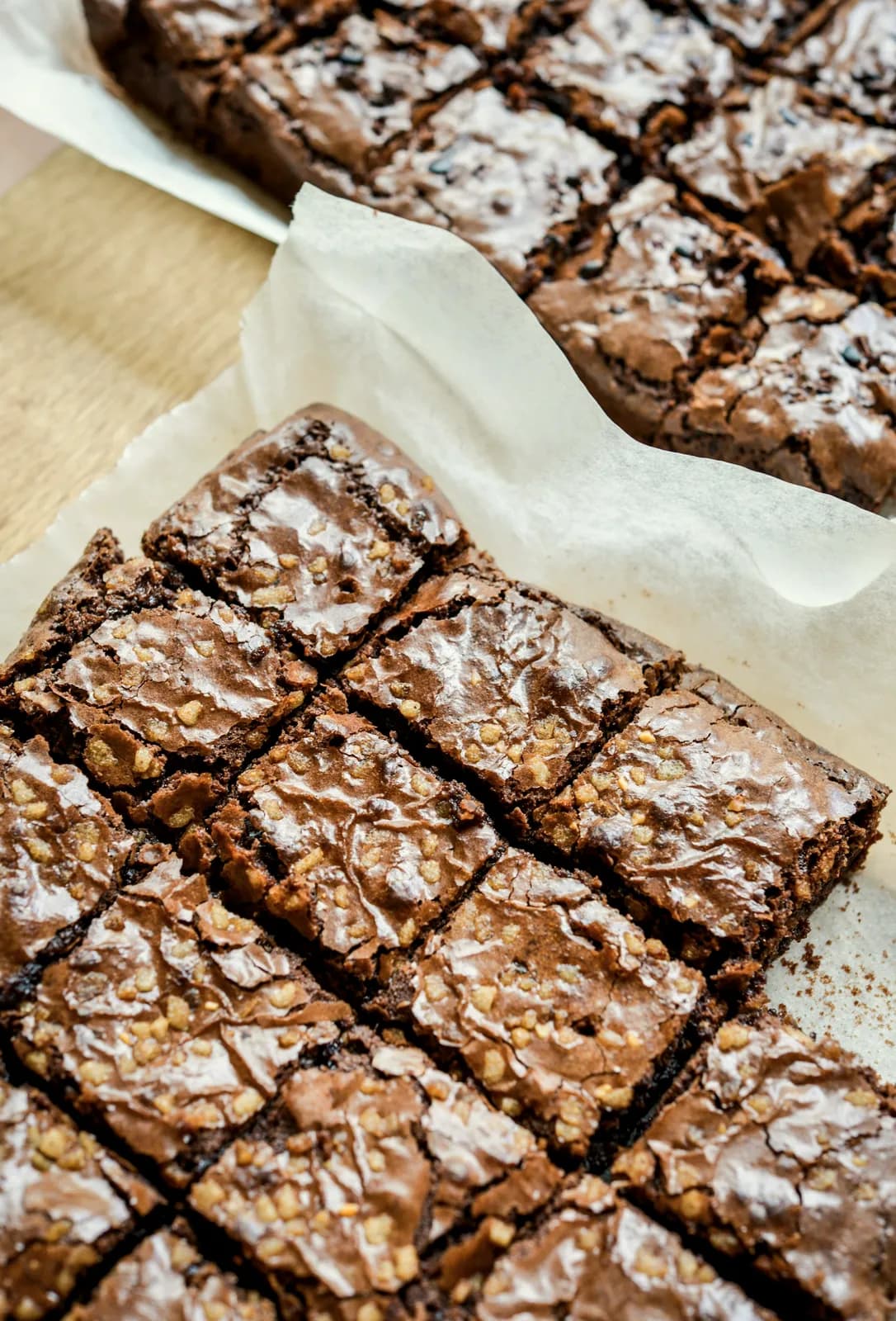 Fudge brownies cut into squares